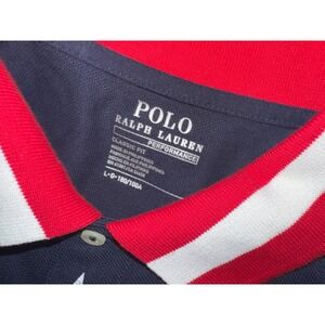 Ralph Lauren Polo Shirt Men Large Classic Fit Performance Navy Stars Red‎